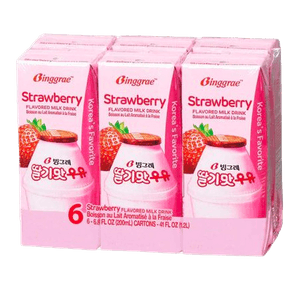 Strawberry Flavored Milk Drink 6.8oz(200ml) 6 Packs