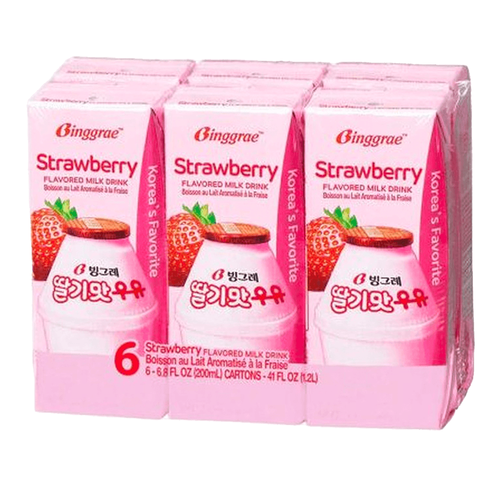 Strawberry Flavored Milk Drink 6.8oz(200ml) 6 Packs - H Mart Strawberry Flavored Milk Drink 6.8oz(200ml) 6 Packs - H Mart