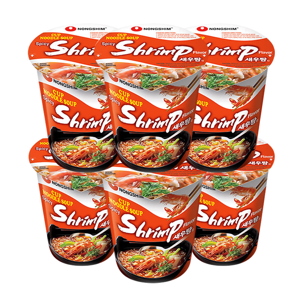 Spicy Shrimp Flavor Cup Noodle Soup 2.36oz(67g) 6 Cups - H Mart