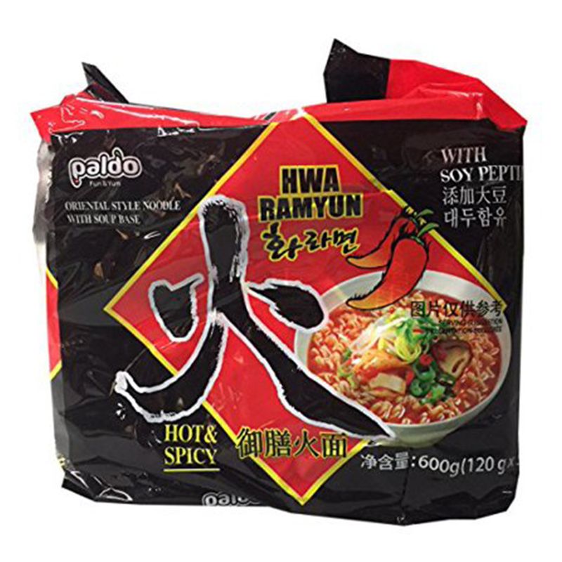 Paldo-Hwa-Ramen-Hot---Spicy-with-Soy-Peptide-4.23oz-120g--5-Packs