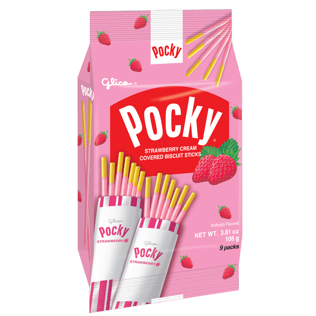 Glico-Pocky-Strawberry-Cream-Covered-Biscuit-Sticks-3.81oz-108g--9-Packs