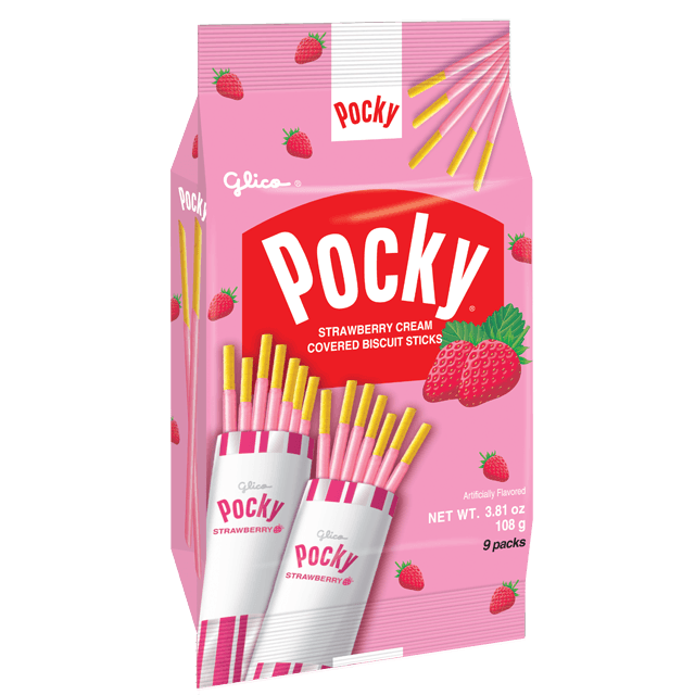 Pocky Strawberry Cream Covered Biscuit Sticks 3.81oz(108g) 9 Packs