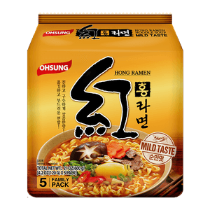 Ohsung Hong Ramen Mild Flavor 4.2oz (120g) 5 Packs
