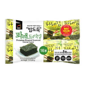 Premium Roasted Seaweed(GIM) (Green Laver) 0.15oz(4.25g) 16 Packs