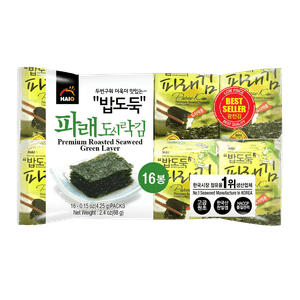 HAIO Premium Roasted Seaweed (Green Laver) 0.15oz(4.25g) 16 Packs