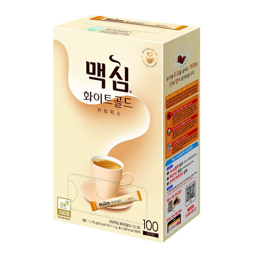 White Gold Coffee Mix 0.42oz(12g) 100 Sticks - H Mart