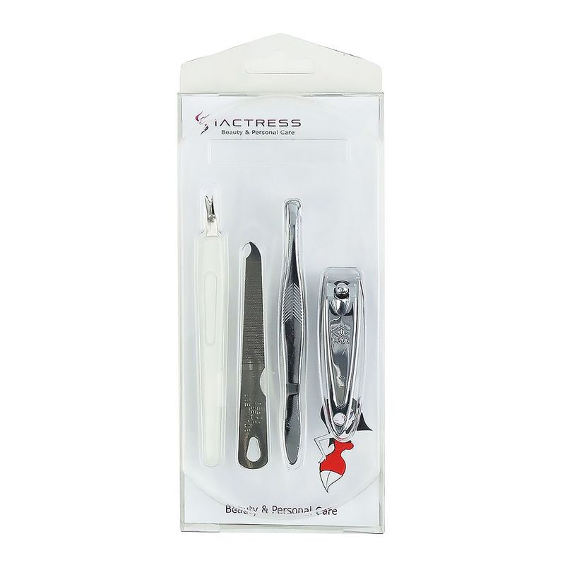 Women-Beauty-Set--Cuticle-Trimmer-Nail-Buffer-Tweezer-Nail-Clippers-