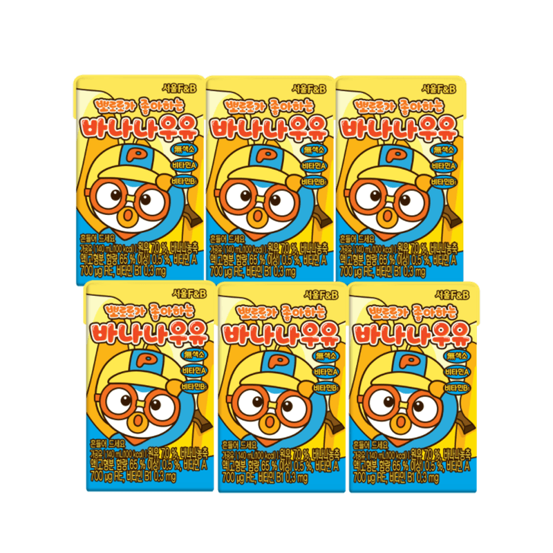 Seoul-F-B-Pororo-Banana-Milk-4.73oz-140ml--6-Packs