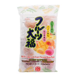 Rice Cakes with Fruit Flavored Bean Paste(Mongo,Peach,Pineapple) 8Pcs 10.58 OZ (300 G)