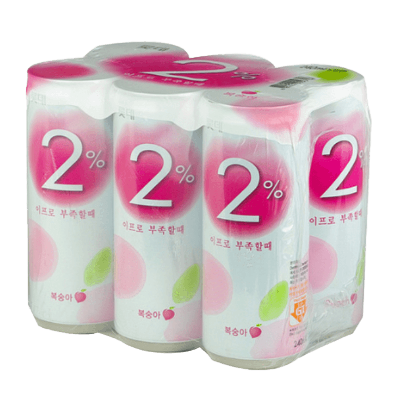 Refreshing Water 2% Peach 8.12 fl.oz(240ml) 6 Cans - H Mart