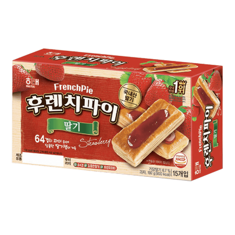 Haitai	French-Pie-Strawberry-45oz-12.8g--X-15-Packs	해태	딸기-후렌치파이-45oz-12.8g--x-15-팩