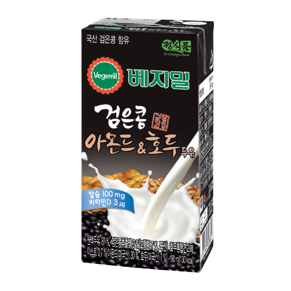Dr. Chung's Food H Mart Vegemil Black Bean Almond&walnut Soymilk  6.43oz(190ml) 24 Pack
