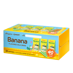 [H-Mart Exclusive]Banana Flavored Milk Drink with SPECIAL Case 6.8 Fl Oz(200ml) x 24 Pack