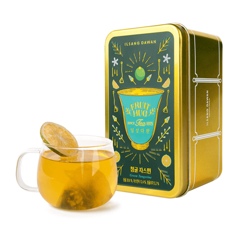 mint tea　0107 ♡ Fruit Hug Tea Green Tangerine Jasmine Flavor 0.30oz(9g) - H Mart