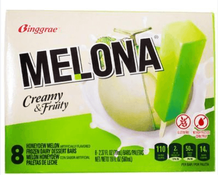 Melona Honeydew Melon Flavored Ice Bar 2.37 Fl Oz(70mL) X 8 Bars