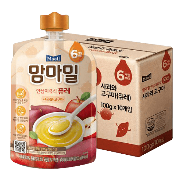 MAEIL-SAFE-BABY-FOOD-PUREE-APPLE---SWEET-POTATO-FLAVOR-3.52-OZ--100G--10-1-매일-맘마밀-안심이유식-퓨레-사과와-고구마