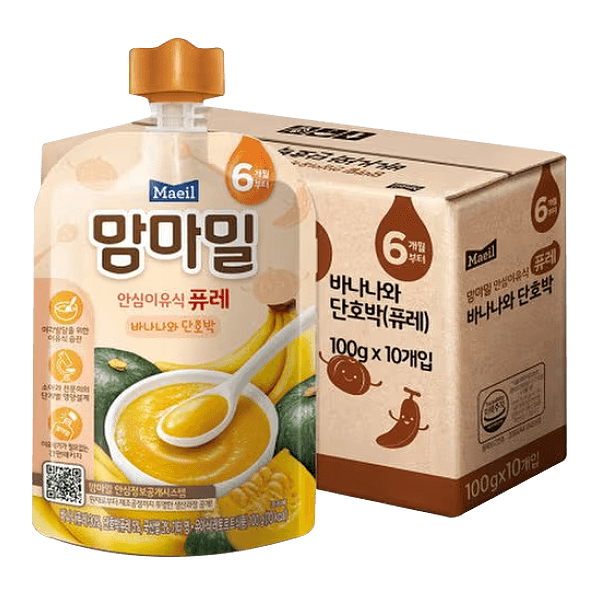 MAEIL-SAFE-BABY-FOOD-PUREE-BANANA---SWEET-PUMPKIN-3.52-OZ--100G--10-1-매일-맘마밀-안심이유식-퓨레-바나나와-단호박