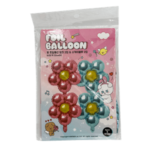 Floral Foil Balloons Pink & Skyblue Set Of 4