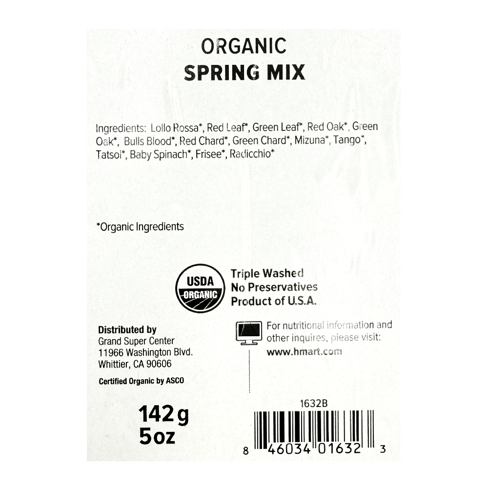 Organic Spring Mix Clamshell 16OZ - H Mart