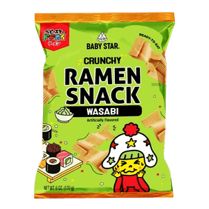 Baby Star Crunchy Ramen Snack Wide Wasabi Big Pack 6 Oz (170g)