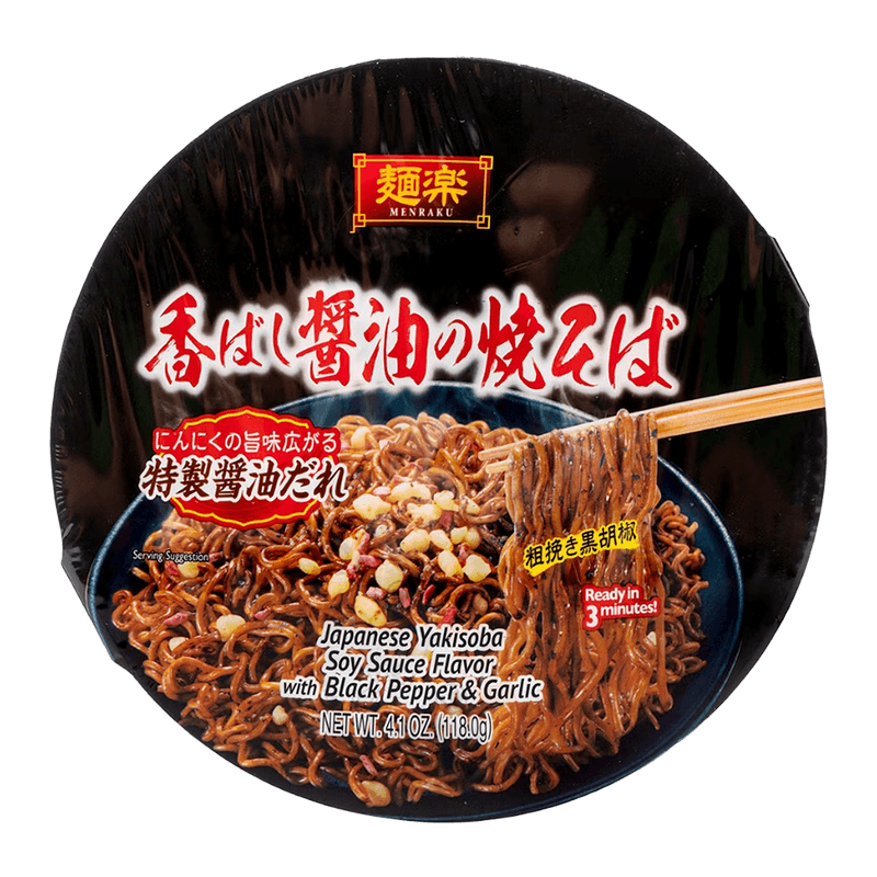 Menraku Yakisoba Soy Sauce Flavor 4.1 Oz (118g) - H Mart