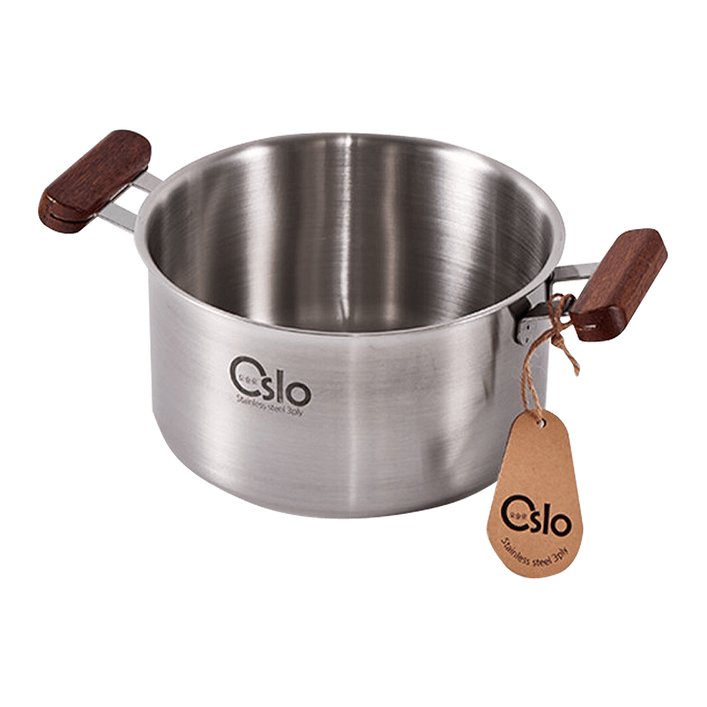 IH Stainless Steel Double Handle Pot 2.3 Qt (2200ml) - H Mart