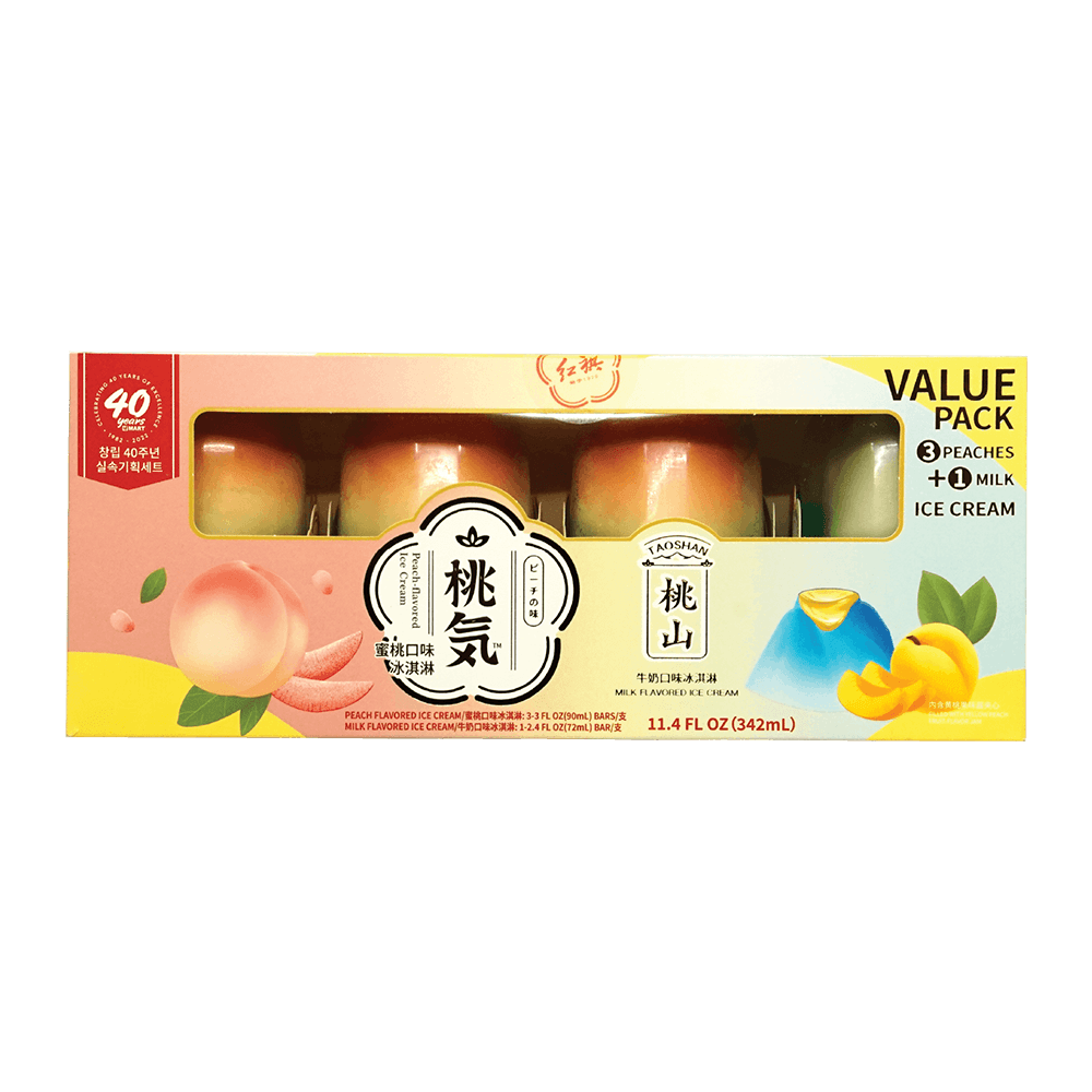 Ice Cream(Peach 3ea + Milk 1ea) Hmart 40th Year Value Pack 11.4 Fl